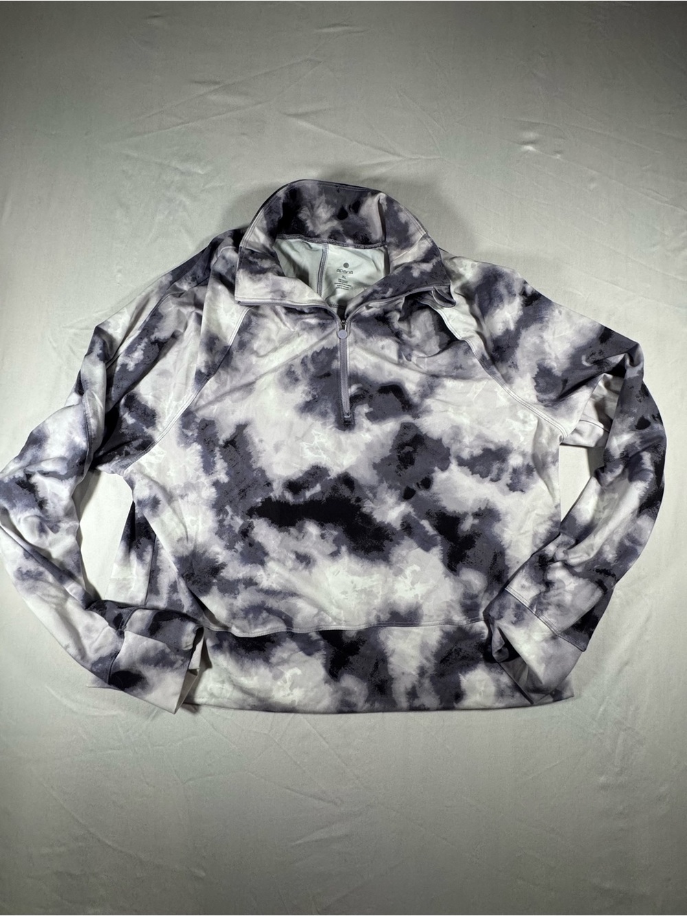 Apana Black & White Tie-Dye Quarter-Zip Sweater